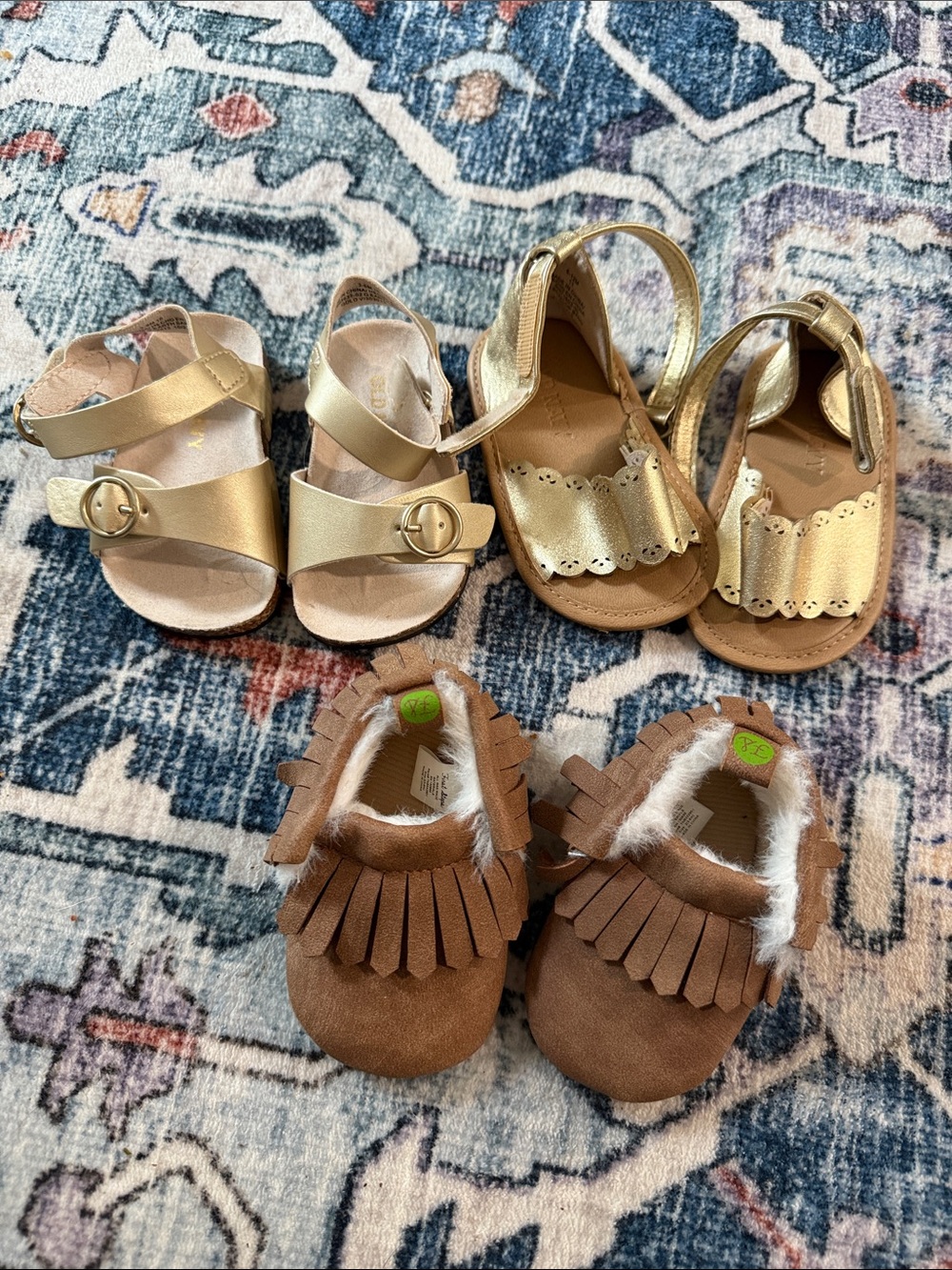 Old Navy Metallic Gold Girls Sandals - Pair of Shiny Toddler Shoes